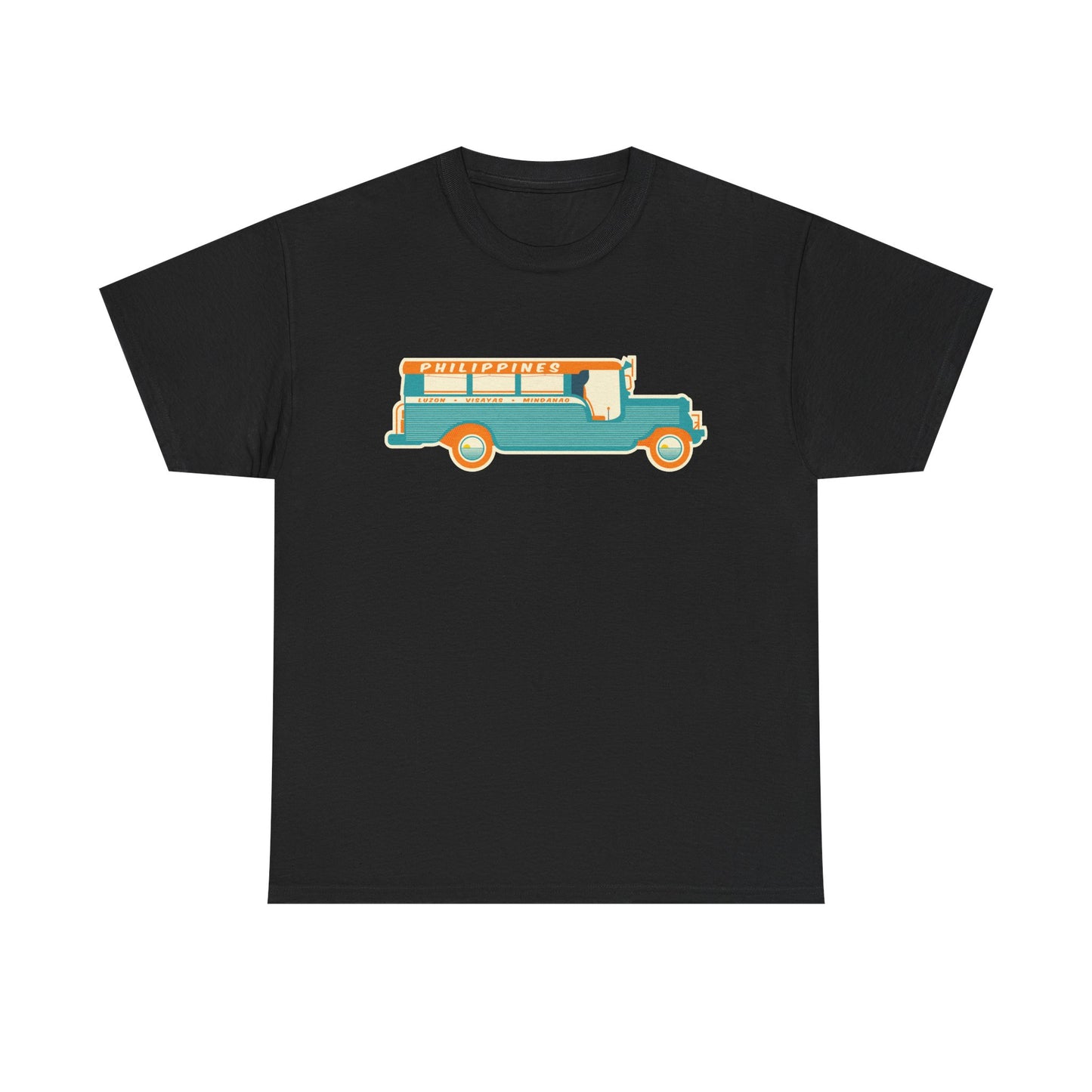 Black t-shirt with a Philippine Jeepney graphic